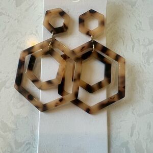 Hexagon Tortoise Shell Earrings
